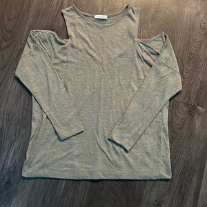 Zara Greenish Grey cold shoulder long sleeve top